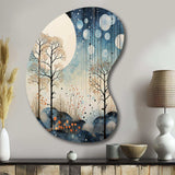 Japon Art Blue Serene Zen Minamlism Landscape III - Asymmetric Metal Wall Art