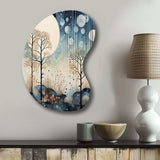 Japon Art Blue Serene Zen Minamlism Landscape III - Asymmetric Metal Wall Art