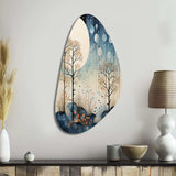 Japon Art Blue Serene Zen Minamlism Landscape III - Asymmetric Metal Wall Art