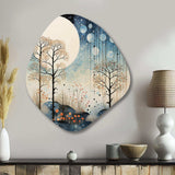 Japon Art Blue Serene Zen Minamlism Landscape III - Asymmetric Metal Wall Art