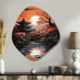 Japon Art Shrine At Twilight II - Asymmetric Metal Wall Art