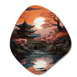 Japon Art Shrine At Twilight II - Asymmetric Metal Wall Art