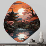 Japon Art Shrine At Twilight II - Asymmetric Metal Wall Art