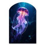 Ethereal Glow Jellyfish I - Asymmetric Metal Wall Art