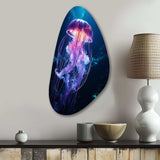 Ethereal Glow Jellyfish I - Asymmetric Metal Wall Art