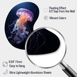 Ethereal Glow Jellyfish II - Asymmetric Metal Wall Art