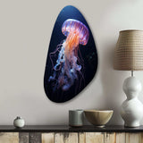 Ethereal Glow Jellyfish II - Asymmetric Metal Wall Art