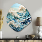 Blue Kinetic Waves I - Asymmetric Metal Wall Art