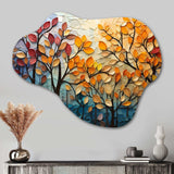 Leaves Autumnal Symphony Patchwork I - Asymmetric Metal Wall Art