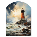 Vintage Lighthouses Guiding Light I - Asymmetric Metal Wall Art