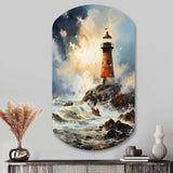 Vintage Lighthouses Guiding Light I - Asymmetric Metal Wall Art