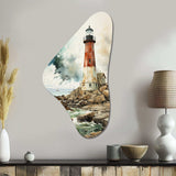 Vintage Lighthouses Guiding Light V - Asymmetric Metal Wall Art