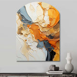 Orange Blue Line Art Abstract Expressionism - Asymmetric Metal Wall Art