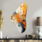 Orange Blue Line Art Abstract Expressionism - Asymmetric Metal Wall Art