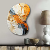 Orange Blue Line Art Abstract Expressionism - Asymmetric Metal Wall Art