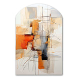 Orange Grey Line Art Abstract Expressionism - Asymmetric Metal Wall Art