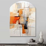 Orange Grey Line Art Abstract Expressionism - Asymmetric Metal Wall Art