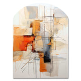 Orange Grey Line Art Abstract Expressionism - Asymmetric Metal Wall Art