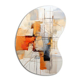 Orange Grey Line Art Abstract Expressionism - Asymmetric Metal Wall Art