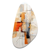 Orange Grey Line Art Abstract Expressionism - Asymmetric Metal Wall Art