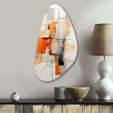 Orange Grey Line Art Abstract Expressionism - Asymmetric Metal Wall Art