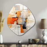 Orange Grey Line Art Abstract Expressionism - Asymmetric Metal Wall Art