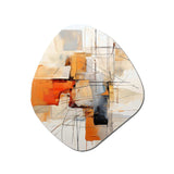 Orange Grey Line Art Abstract Expressionism - Asymmetric Metal Wall Art