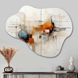 Teal Orange Line Art Conceptual Abstracts I - Asymmetric Metal Wall Art