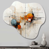 Teal Orange Line Art Conceptual Abstracts I - Asymmetric Metal Wall Art