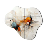 Teal Orange Line Art Conceptual Abstracts I - Asymmetric Metal Wall Art