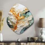 Orange White Line Art Organic Abstraction - Asymmetric Metal Wall Art