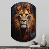 Lion Portrait Photography With I - Asymmetric Metal Wall Art