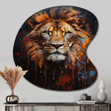 Lion Portrait Photography With I - Asymmetric Metal Wall Art