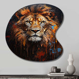 Lion Portrait Photography With I - Asymmetric Metal Wall Art