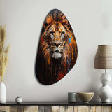 Lion Portrait Photography With I - Asymmetric Metal Wall Art