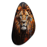 Lion Portrait Photography With I - Asymmetric Metal Wall Art