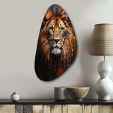 Lion Portrait Photography With I - Asymmetric Metal Wall Art