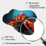 Red Lobster Under Warter - Asymmetric Metal Wall Art