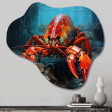 Red Lobster Under Warter - Asymmetric Metal Wall Art