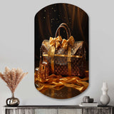 Lv Golden Opulence Bag - Asymmetric Metal Wall Art