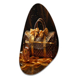 Lv Golden Opulence Bag - Asymmetric Metal Wall Art