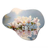 White Grey Magnolias Magnolia Reflections I - Asymmetric Metal Wall Art