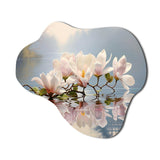 White Grey Magnolias Magnolia Reflections I - Asymmetric Metal Wall Art