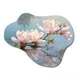 White Grey Magnolias Magnolia Reflections II - Asymmetric Metal Wall Art