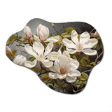 White Green Magnolias Magnolia Serenity - Asymmetric Metal Wall Art