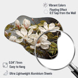 White Green Magnolias Magnolia Serenity - Asymmetric Metal Wall Art