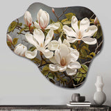 White Green Magnolias Magnolia Serenity - Asymmetric Metal Wall Art