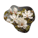 White Green Magnolias Magnolia Serenity - Asymmetric Metal Wall Art