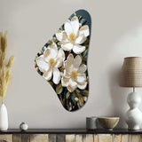 White Yellow Magnolias Southern Charm Patchwork - Asymmetric Metal Wall Art