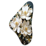 White Yellow Magnolias Southern Charm Patchwork - Asymmetric Metal Wall Art